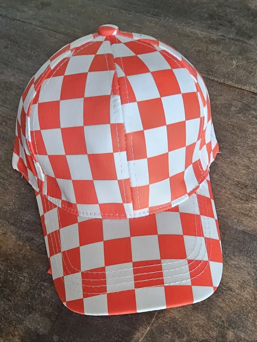NWT Orange And White Checkered Baseball Trucker Hat